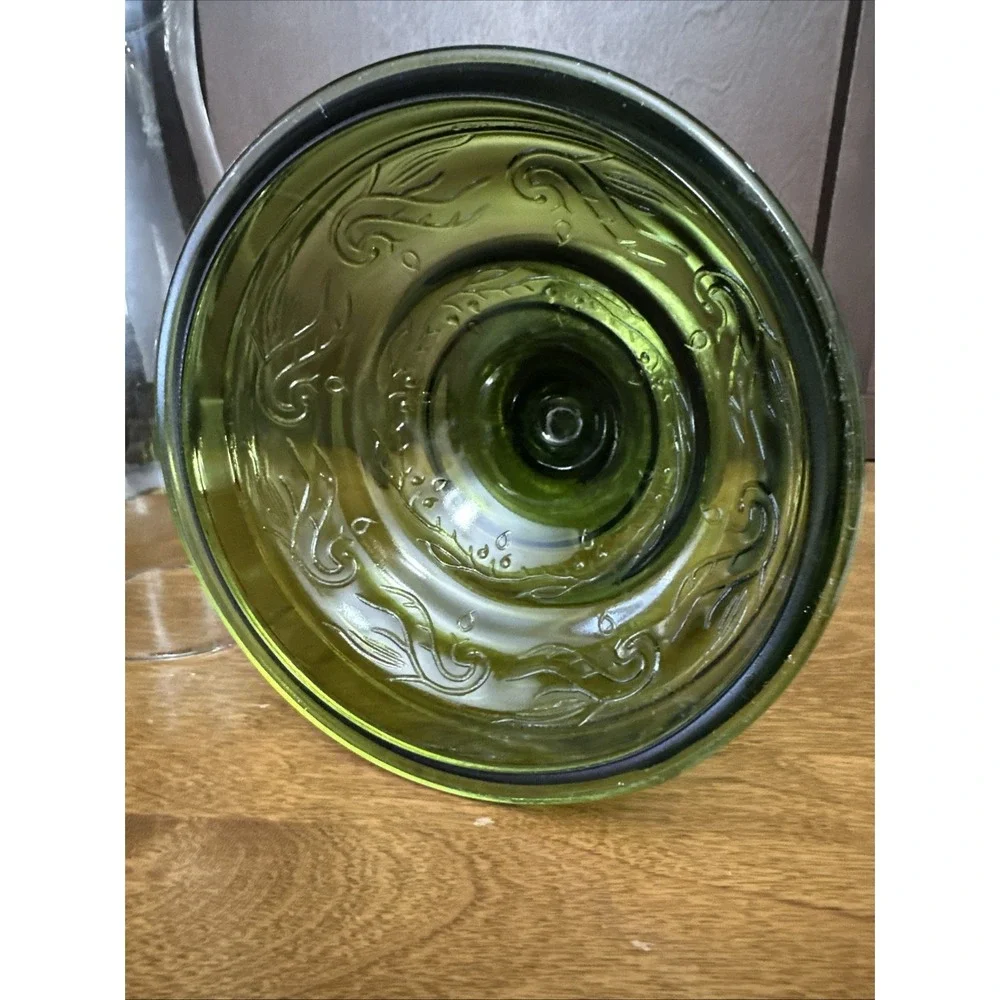Vintage Green Glass Kerosene Oil Lamp & Chimney 18